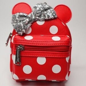 Loungefly Disney Parks Minnie‎ Mouse Polka Dot Sequin Bow wristlet